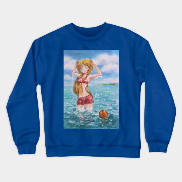 Minako on Summer Vacation Crewneck Sweatshirt by eosofdawn